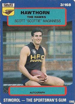 1990 AFL Scanlens Stimorol #3 Scott Maginness Front